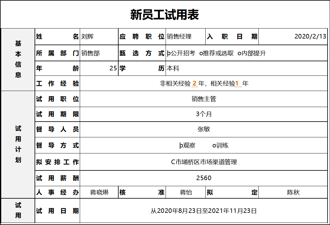 人力资源表格制作 人力资源表格怎么填写