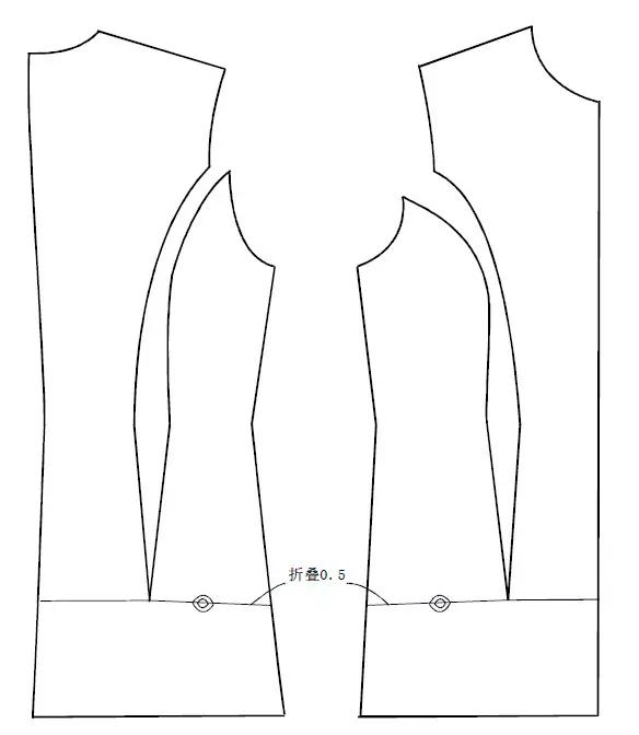 八片刀背缝开刀衫的直裁法和原型法