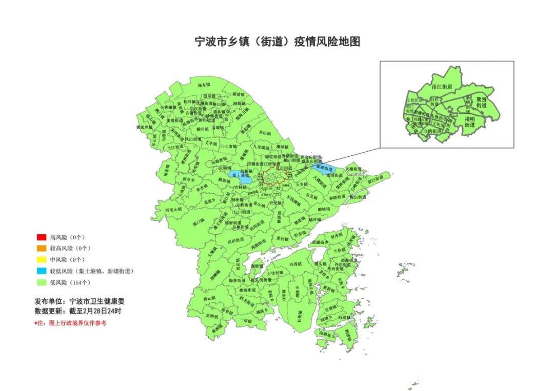 【关注】宁波市乡镇(街道)新冠肺炎疫情风险等级(2月29日发布)