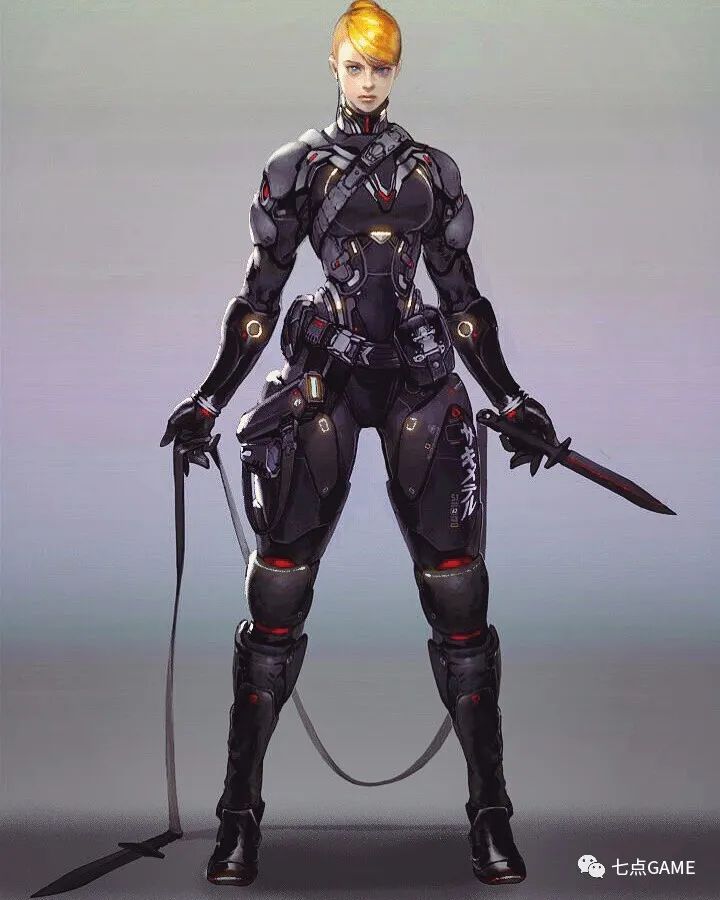 他的作品以各种战斗女性为主  既魅惑又能打,十分精致 各种盔甲,机甲