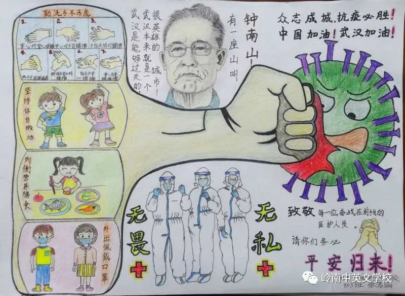 学生们通过自己的绘画作品展现了自己的责任和担当, 宣传了科学防疫