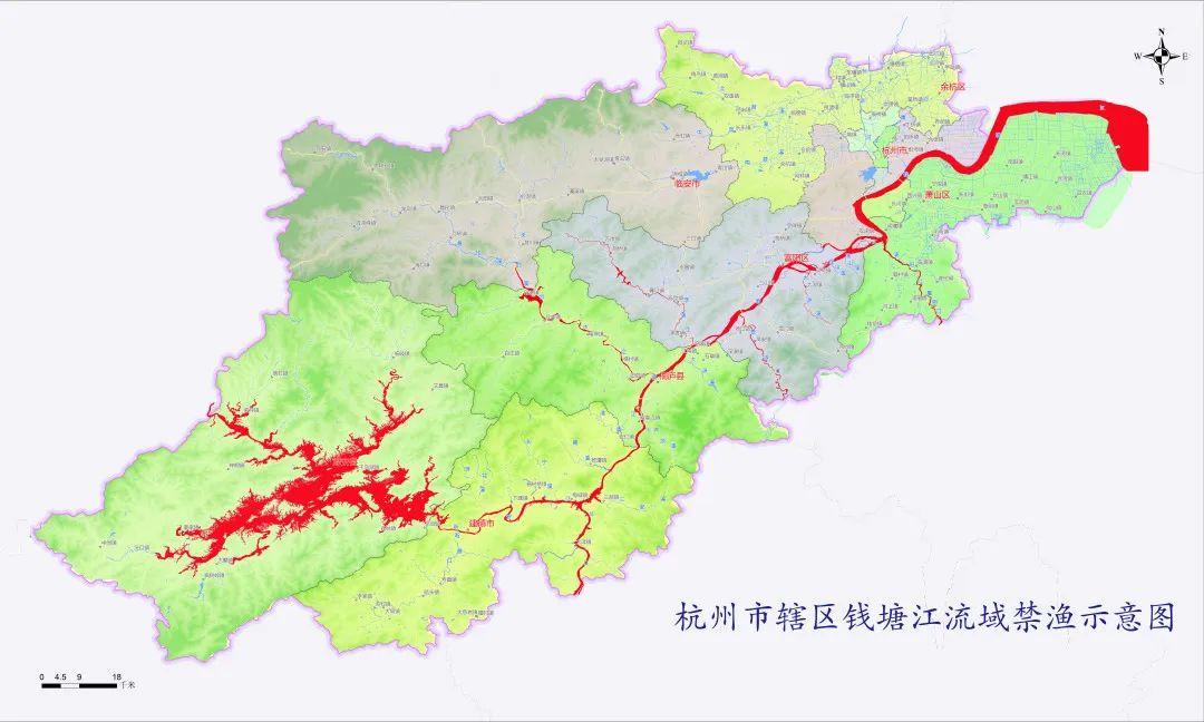 禁渔区域:钱塘江干流(含南北支源头)杭州段;与去年相比,杭州市辖区内