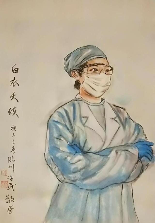 著名当代人物画家周治民抗疫宣传书画作品集萃