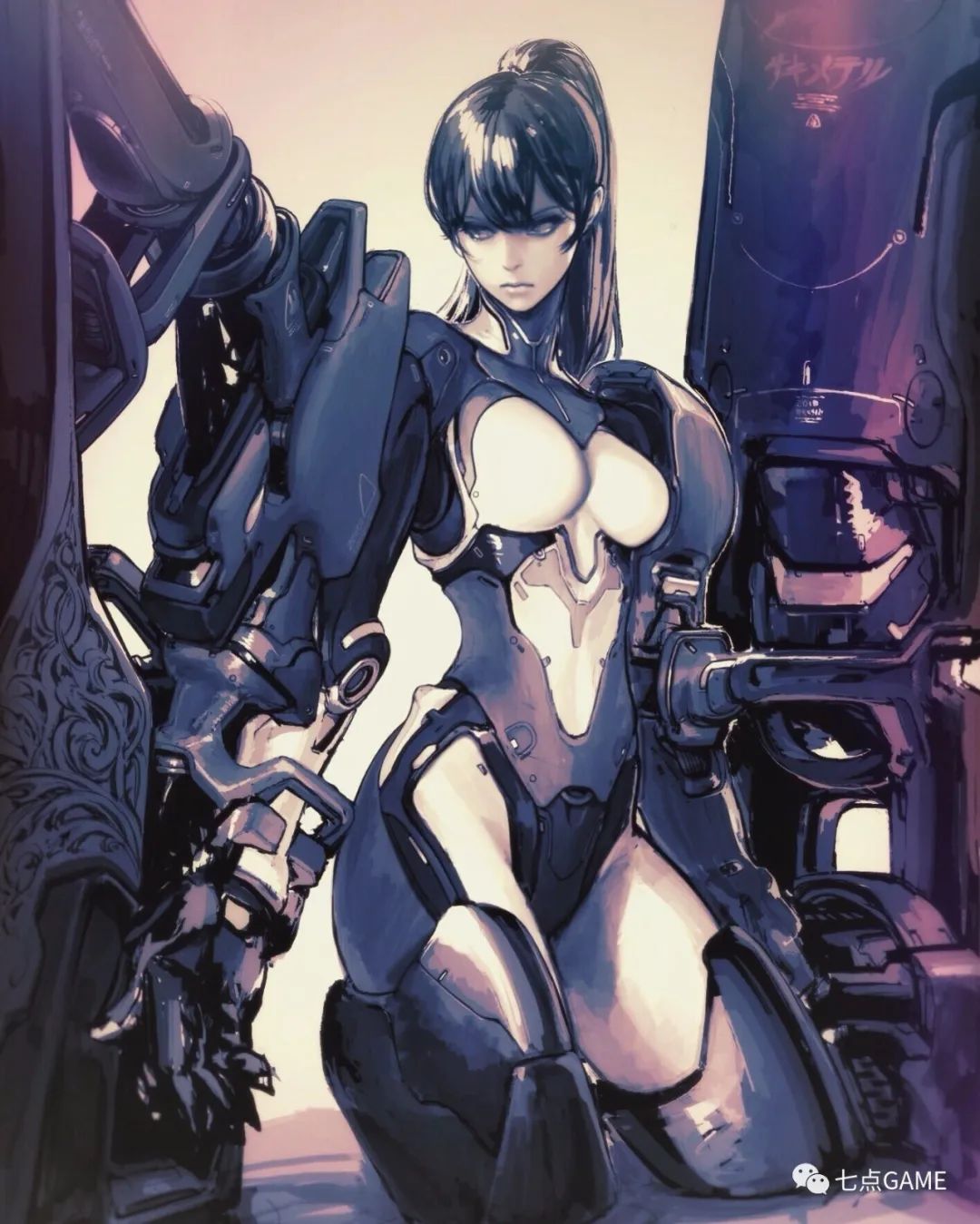 他的作品以各种战斗女性为主  既魅惑又能打,十分精致 各种盔甲,机甲