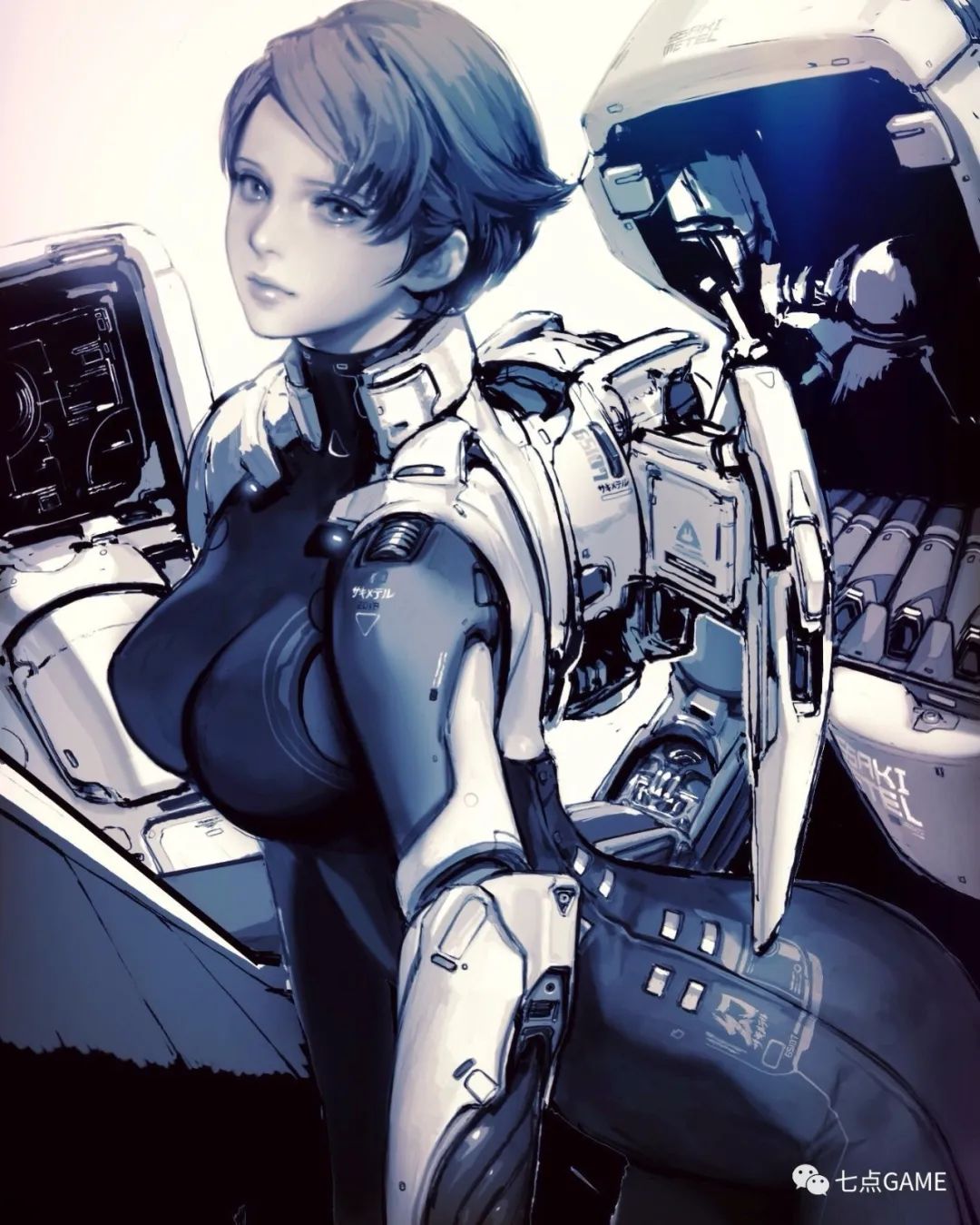 他的作品以各种战斗女性为主  既魅惑又能打,十分精致 各种盔甲,机甲