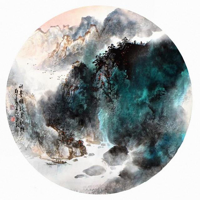 丁亚忠泼墨泼彩山水画欣赏