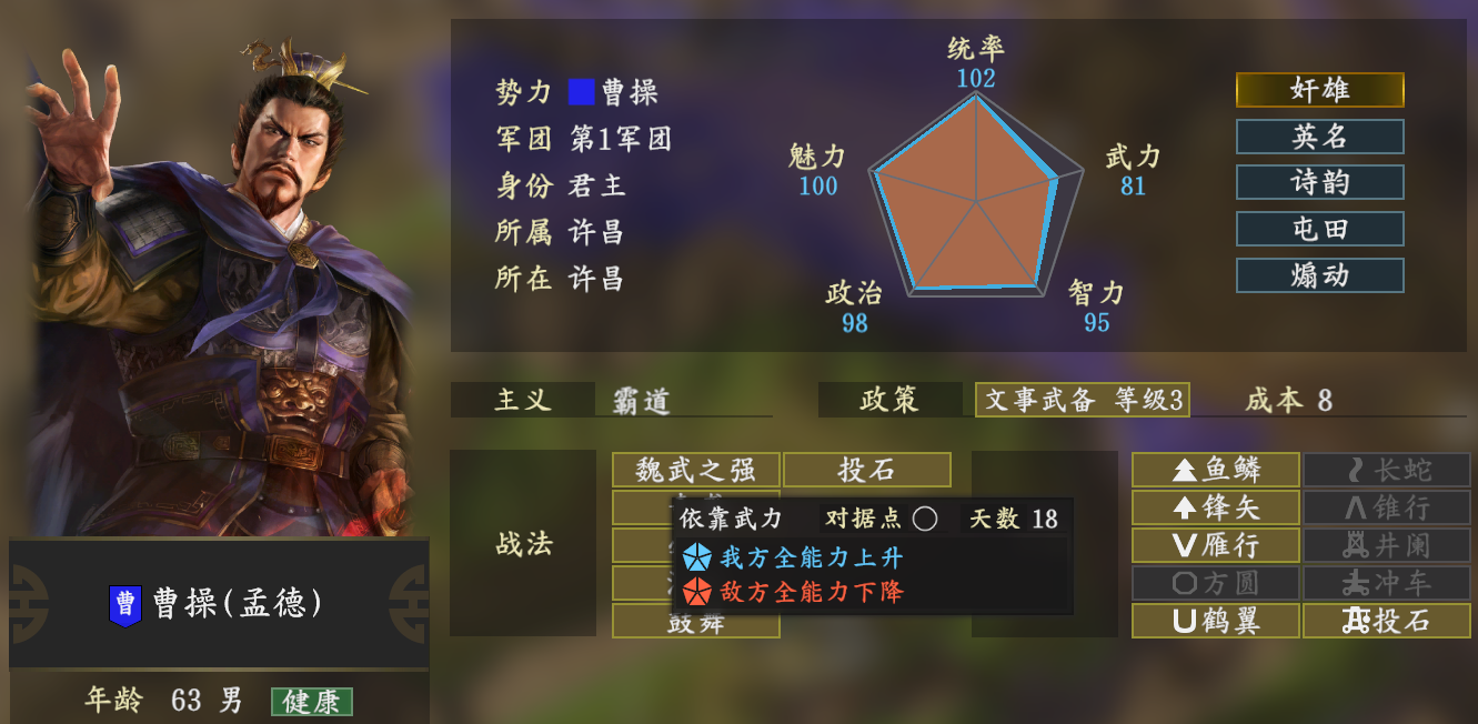 三国志14：正面对抗最强大的武将是这几个，有了他们就能势如破竹