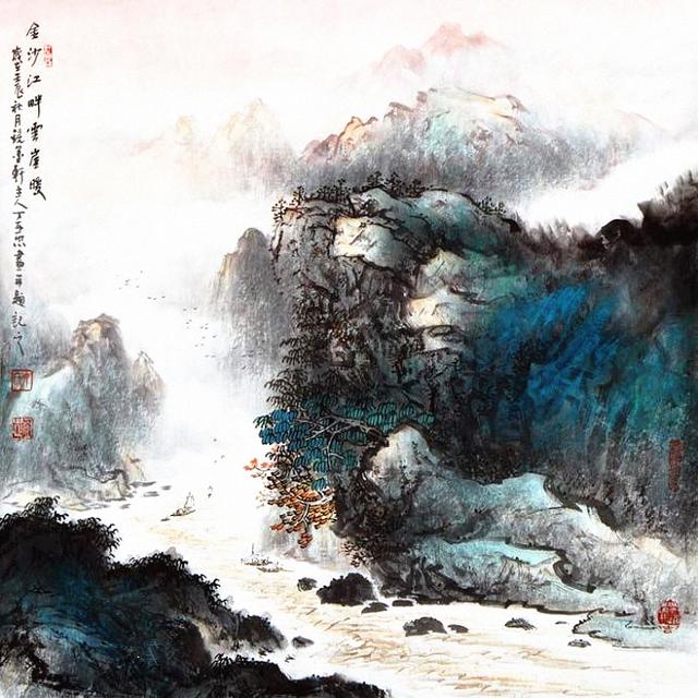 丁亚忠泼墨泼彩山水画欣赏