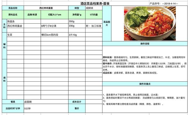 餐厅正确控制食材成本的方法,菜品毛利率计算工具表及标准食谱卡