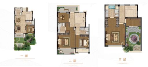 项目建筑面积约190-220㎡临湖排屋,面朝镜湖直江,上有露台,下有庭院