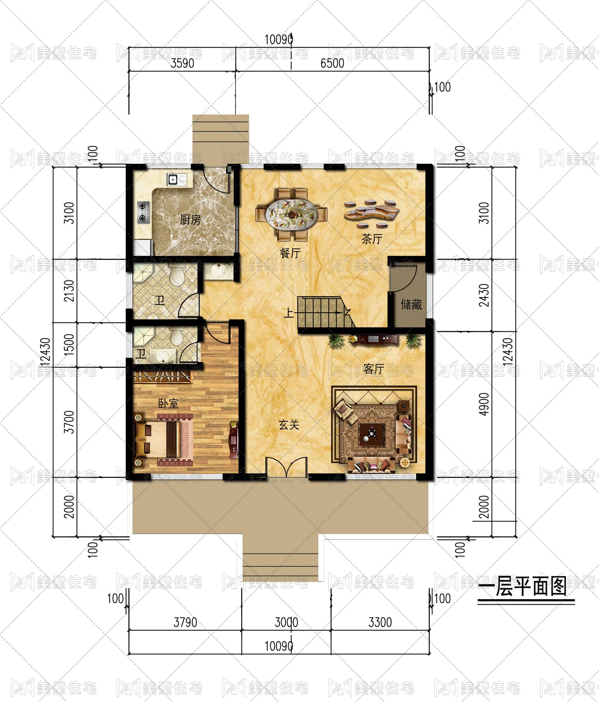 9x12.43米 占地面积:112.53平方米 建筑面积:312.