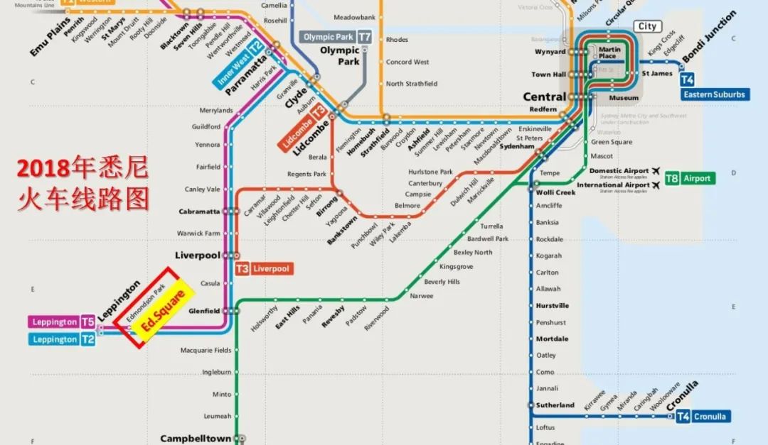 (图源:2018年悉尼地铁线路图)