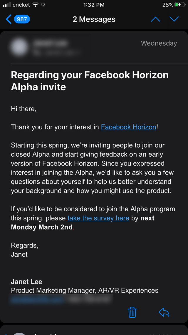 Facebook社交VR平台Horizon即将开测Alpha版本