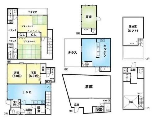 东福寺附近占地面积790平方米带民宿许可三栋住宅售价387万人民币