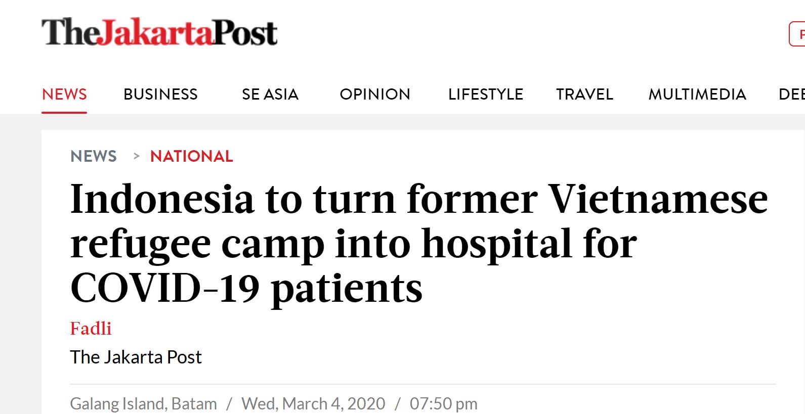 出现2例新冠肺炎确诊病例后,印尼计划将难民营