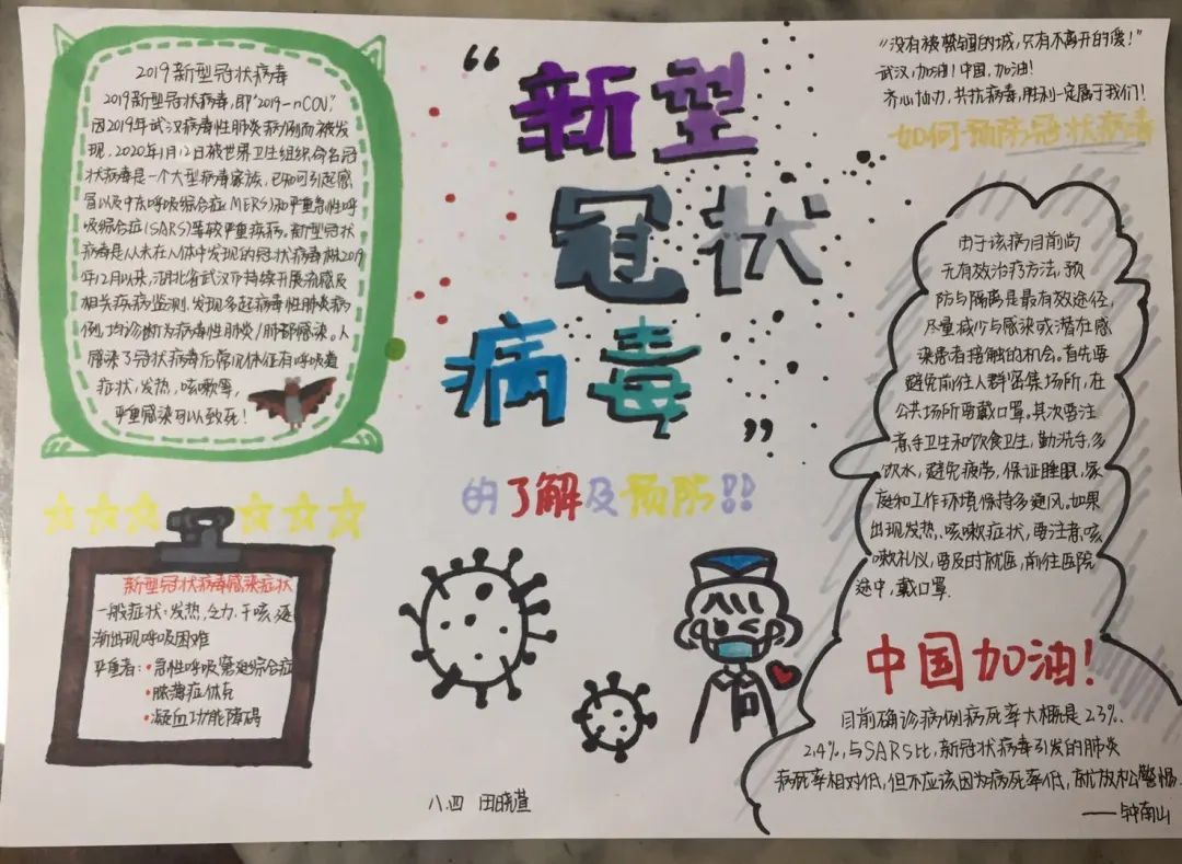 同心战疫我画我心广雅中学抗疫主题手抄报获奖作品