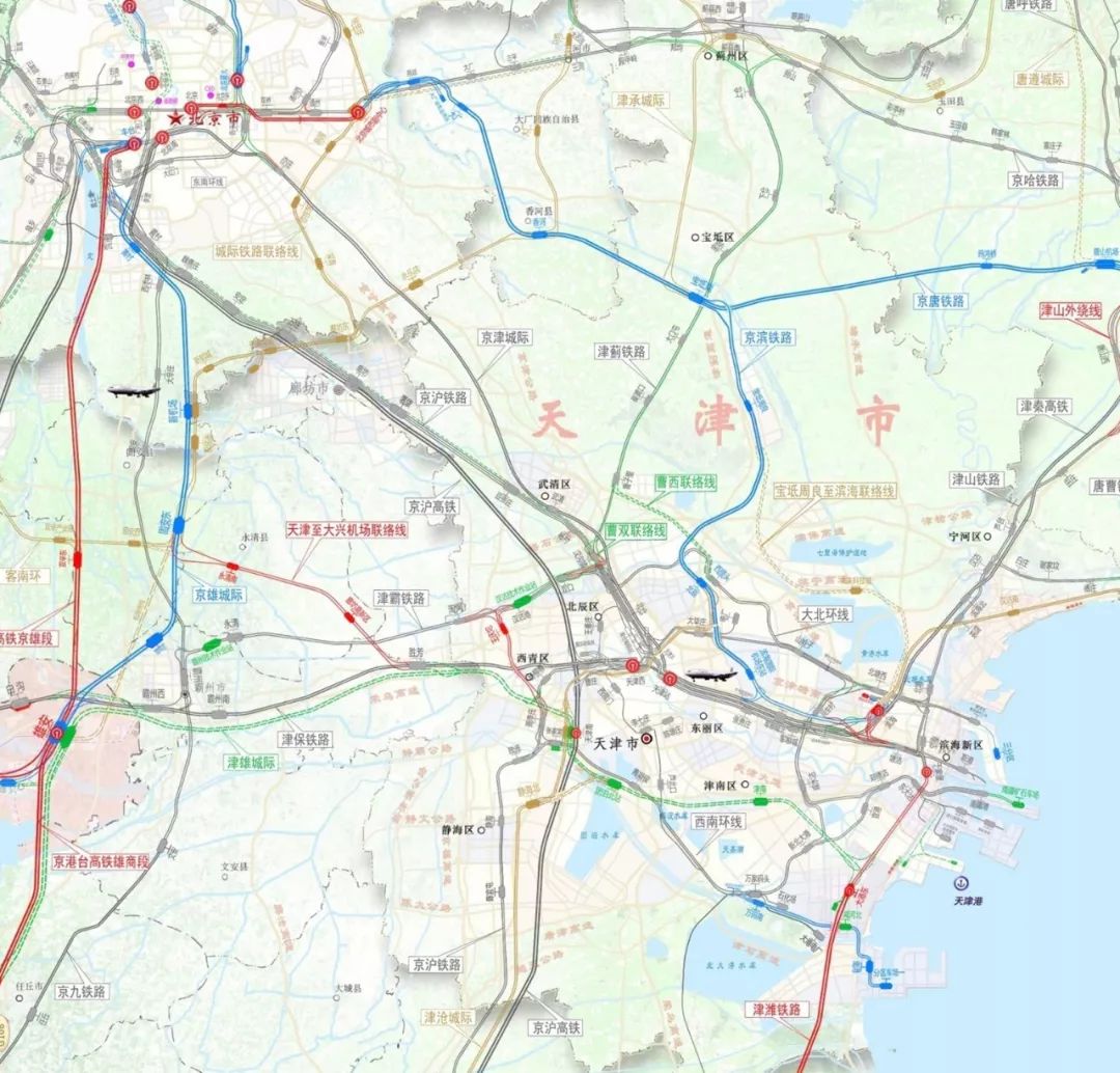 并设团泊北站,津南站; ② 津滨高铁设 天津滨海机场东站,因新建t3航站
