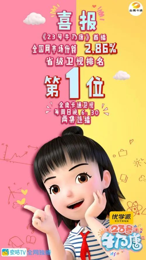 金鹰卡通原创动画《23号牛乃唐》首播收视开门红