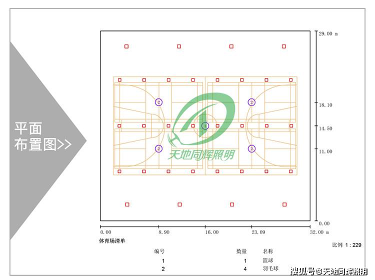 室内气排球馆led灯具布置方案