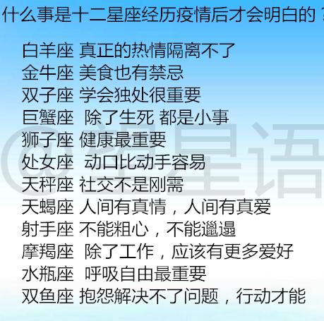 十二星座最新运势分析什么事是十二星座经历疫情后才会明白的