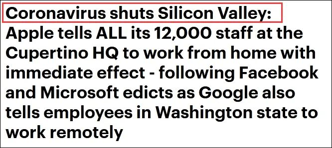 “新冠病毒让硅谷关门”