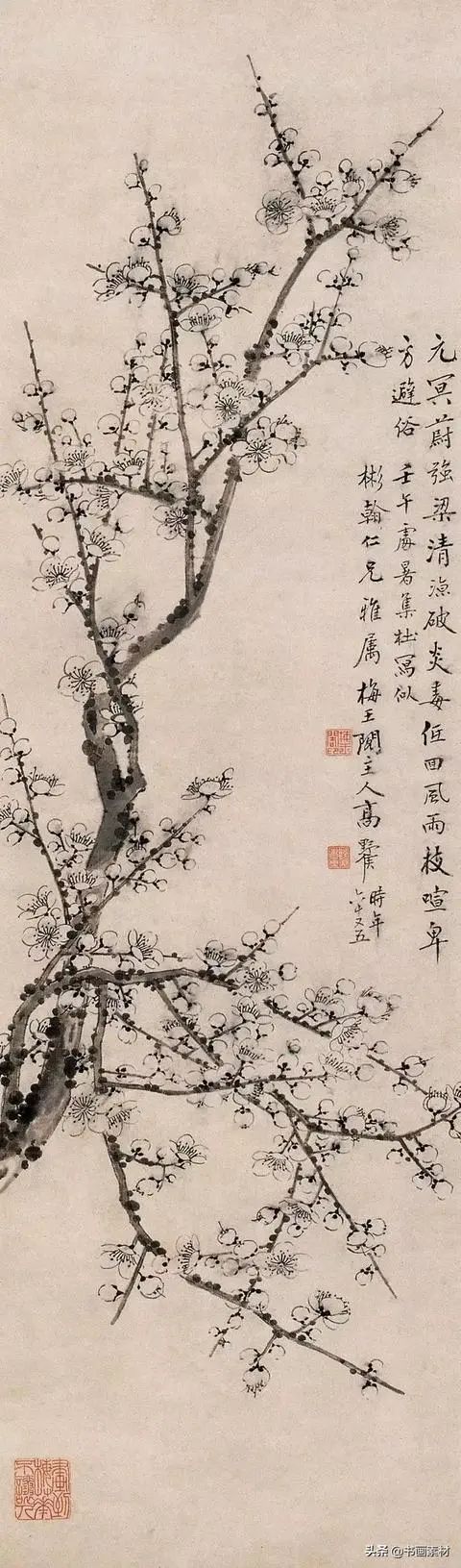 清代画家代表人物高野侯爱梅画梅赞梅藏梅花画为画家中之最