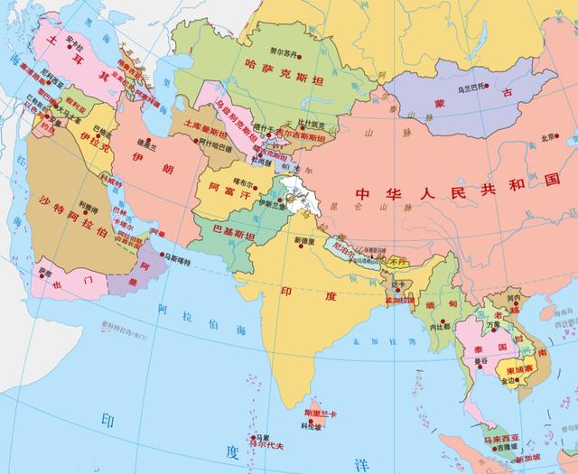亚洲地图,东南亚地图,西亚地图,中亚地图,南亚地图