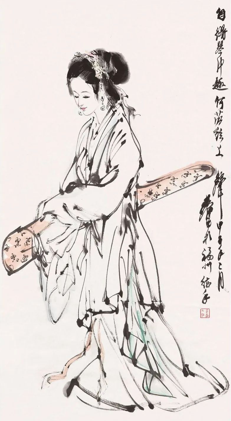 历代古画中的女士抚琴美图——且调素琴留芳华