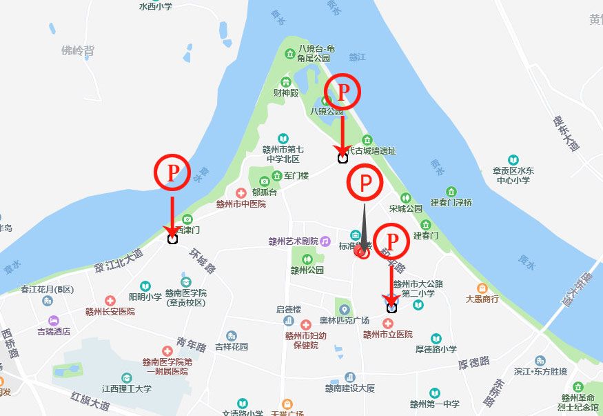 今起赣州河套老城区将启用4个临时停车场就在