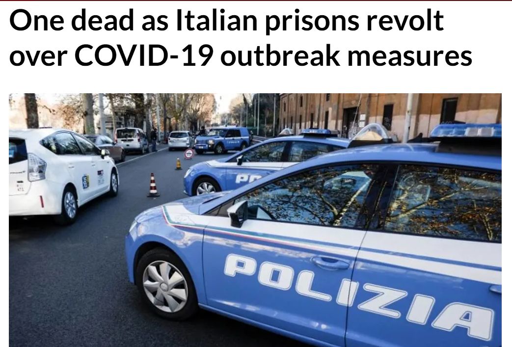 不满新冠肺炎疫情新规，意大利多所监狱发生暴动事件，已致1人死亡
