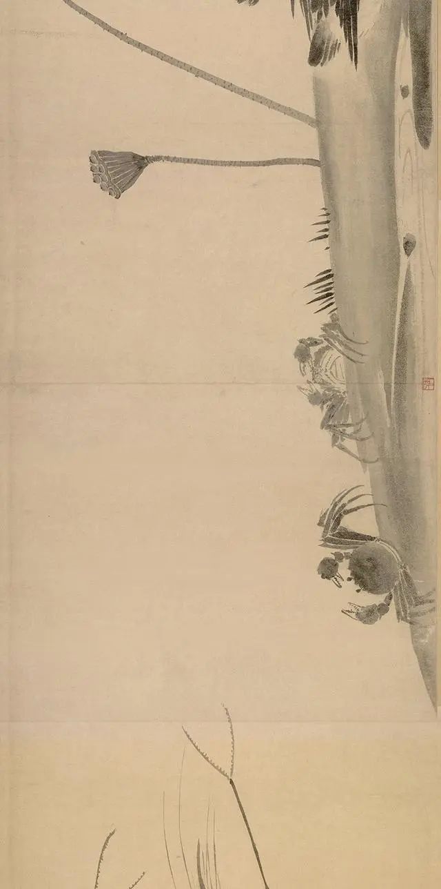 中国名画:宋代画家"法常"高清水墨花鸟写生图长卷