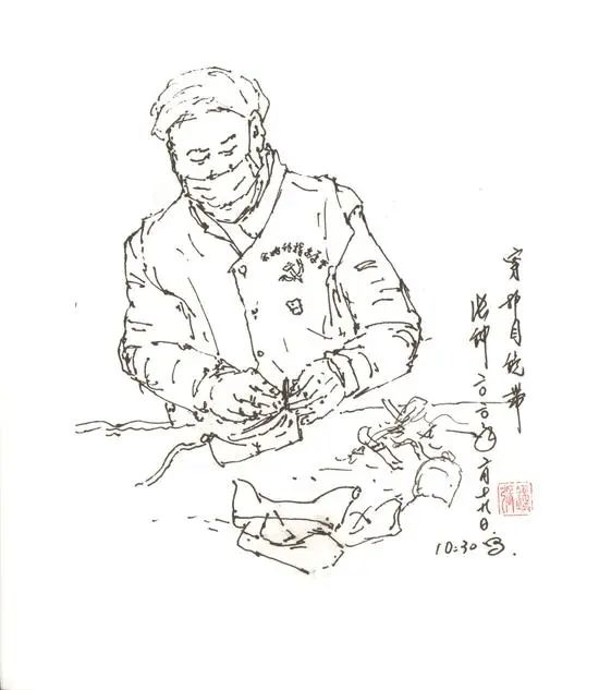 余姚画家张钟老师速写"特殊"志愿者风采