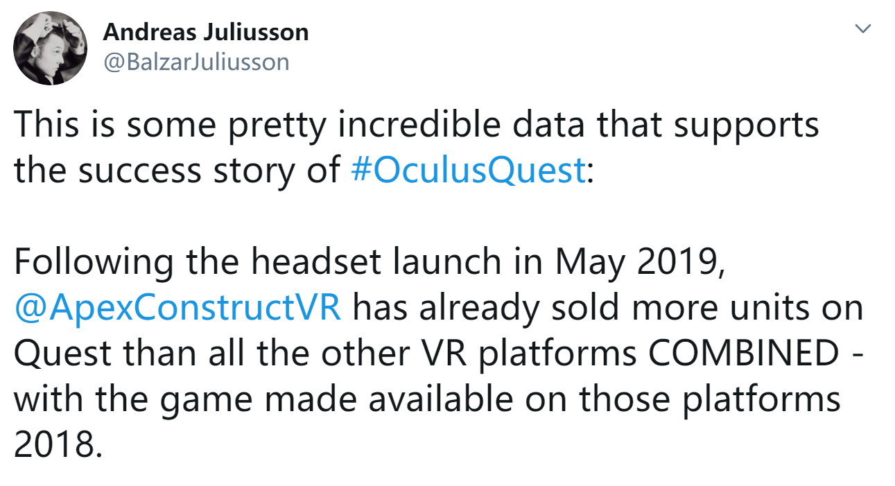 《ApexConstruct》的Quest销量已超过所有其他平台总和_销售