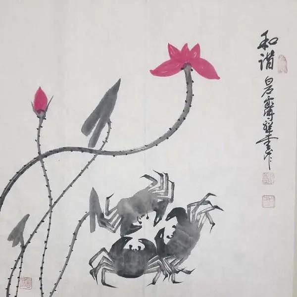 陶祥云神笔荷花水墨蟹——栩栩如生,形神兼备