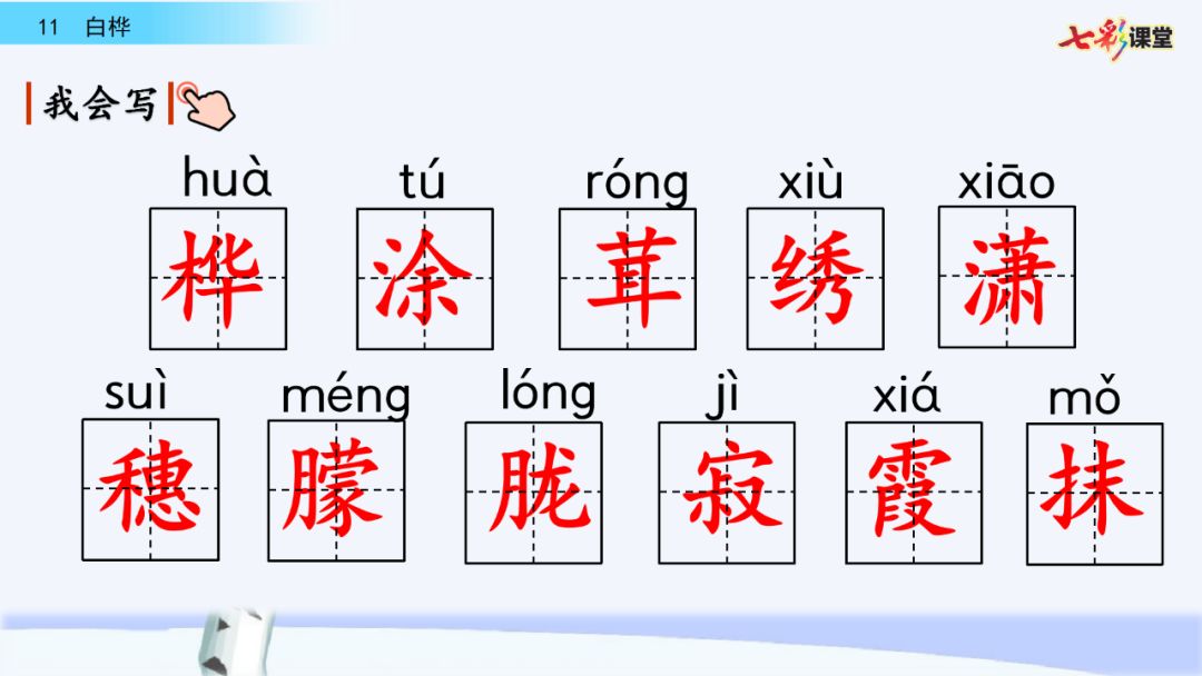 部编版语文四年级下册第11课白桦微课课文朗读生字视频