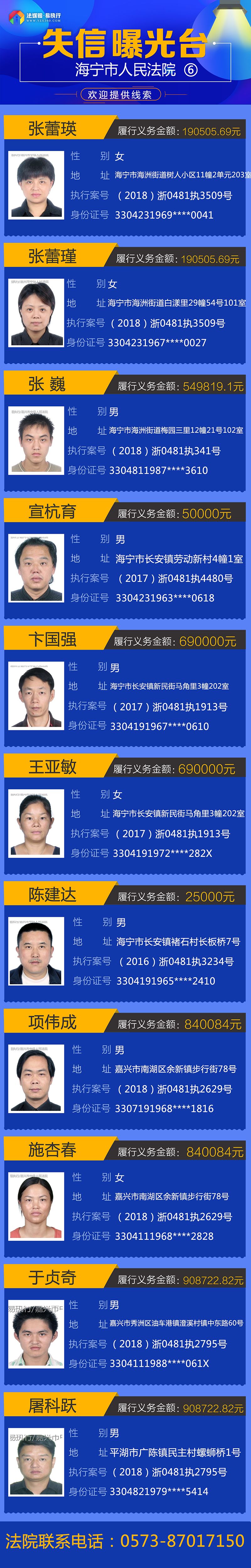 海盐金某欠下3358556元最新一批老赖曝光