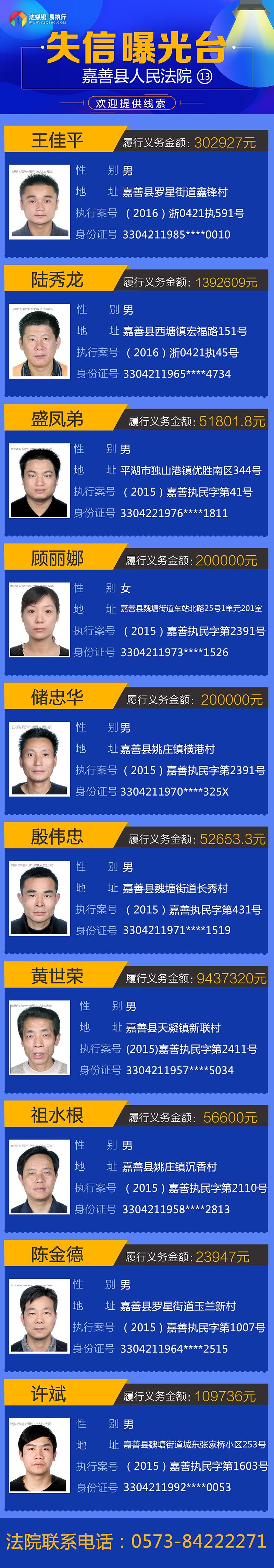 海盐金某欠下3358556元最新一批老赖曝光