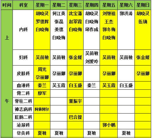 2020年新疆中医医院门诊专家出诊表(附预约挂号)