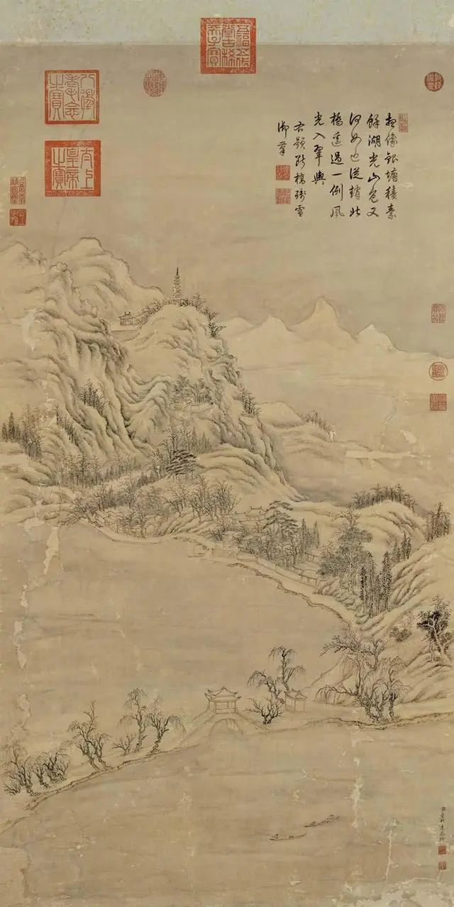 董邦达 《断桥残雪图》 纸本设色 133cm×66cm 台北故宫博物院藏