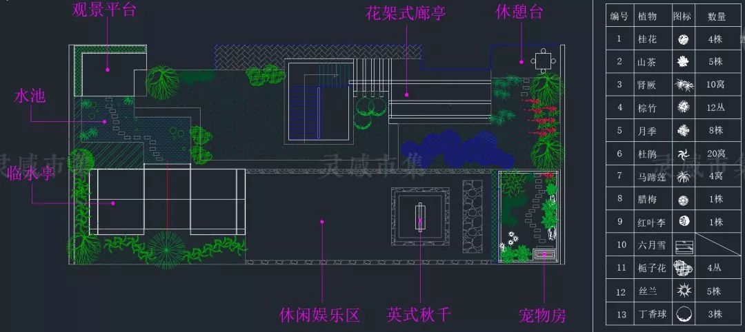 屋顶花园cad平面图