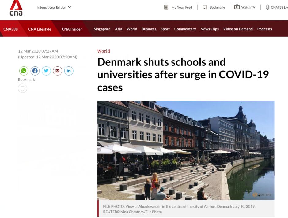 病例激增至514例！丹麦首相决定关闭全国各级学校及大学 