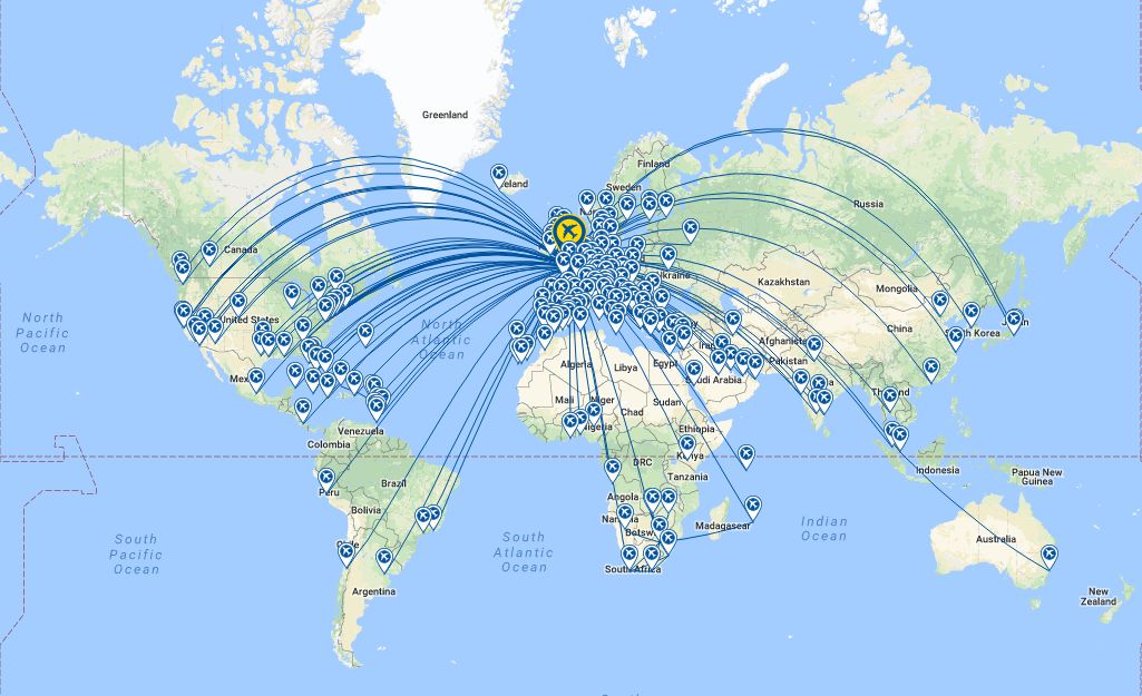 英国航空航线图,不但欧洲村村通,美国航点也很多,中转也不绕路 英国