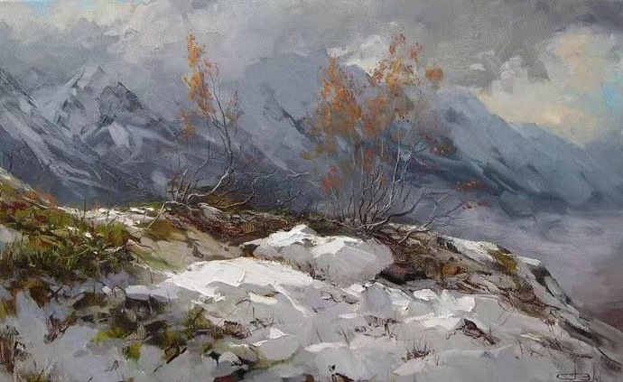 俄罗斯艺术家hvitaly.malykh 笔触油画 风景油画选欣赏 雪景系列