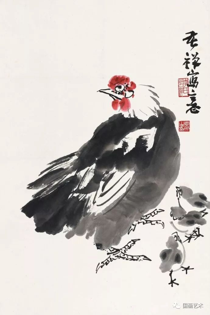 李苦禅画鸡笔酣墨畅
