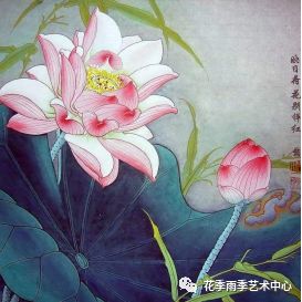 在中国画里,以"水墨画"为基底,在其上敷色,点彩,使画面较之水墨画在