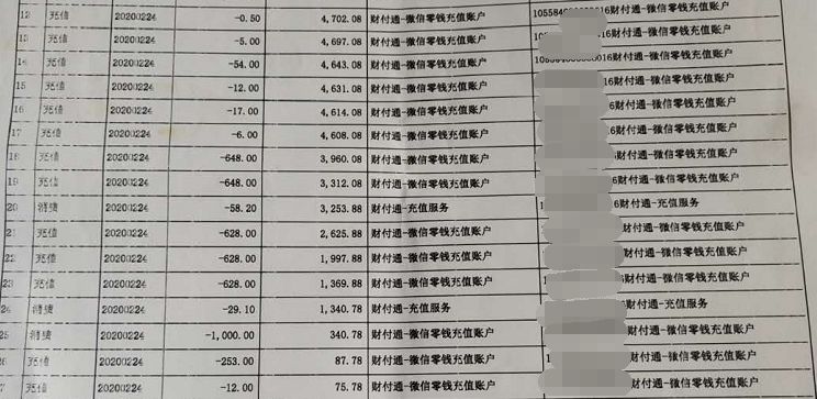 ▲杨女士打印了银行卡流水,发现儿子在一天之内对游戏平台充值了10多次