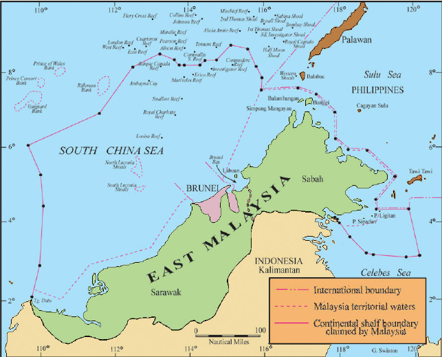 马来西亚主张的海上权利范围