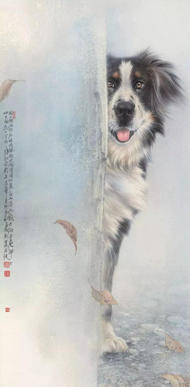 刘继彪画狗写实画风细腻清雅空灵