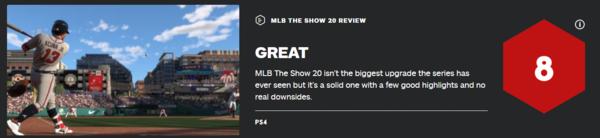 《美国职业棒球大联盟20》IGN8分进步不大，质量尚可_曾在
