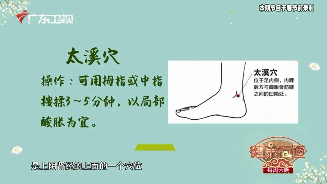 取穴:足内侧,内踝后方,内踝尖与跟腱之间的凹陷处.